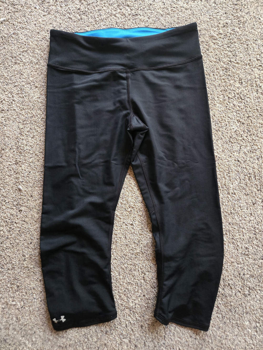 Under Armour Black Capri Leggings with Blue Waistband